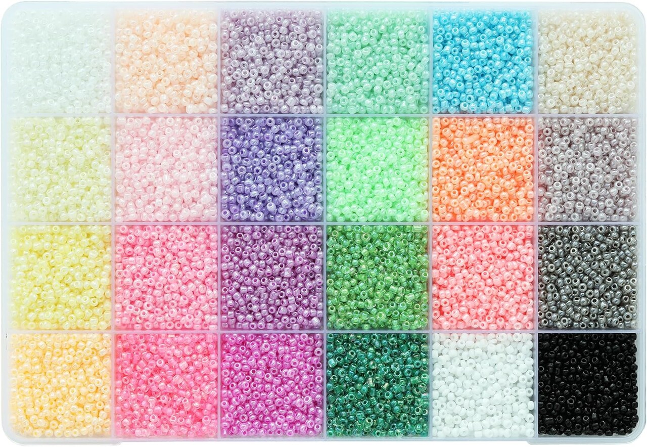14400pcs in Box,24 Multicolor Assortment Size 11/0 Glass Seed Beads for Jewelry Making